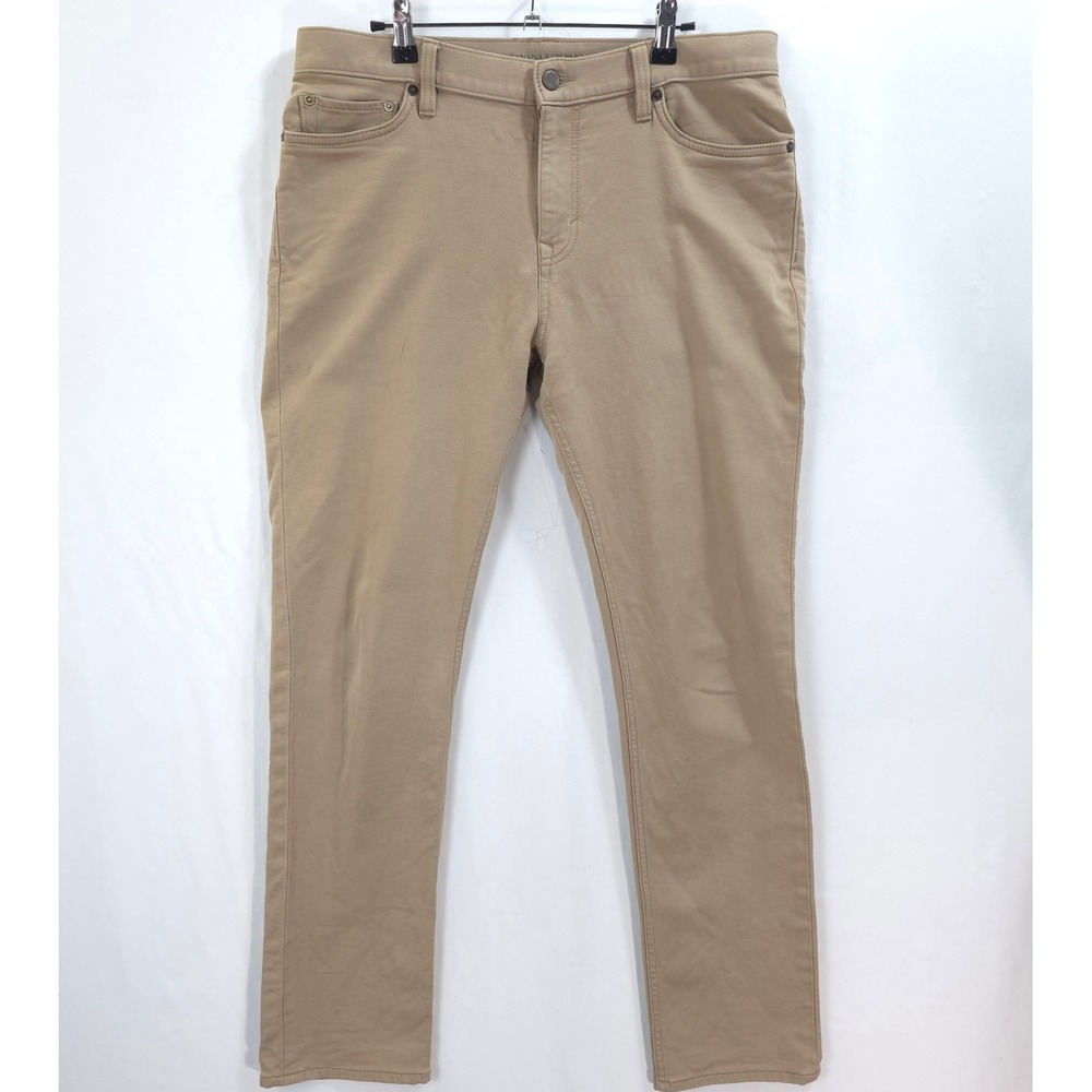 Banana Republic Traveler Pants Mens 33x32 Slim Fit Stretch Khaki Classic Modern